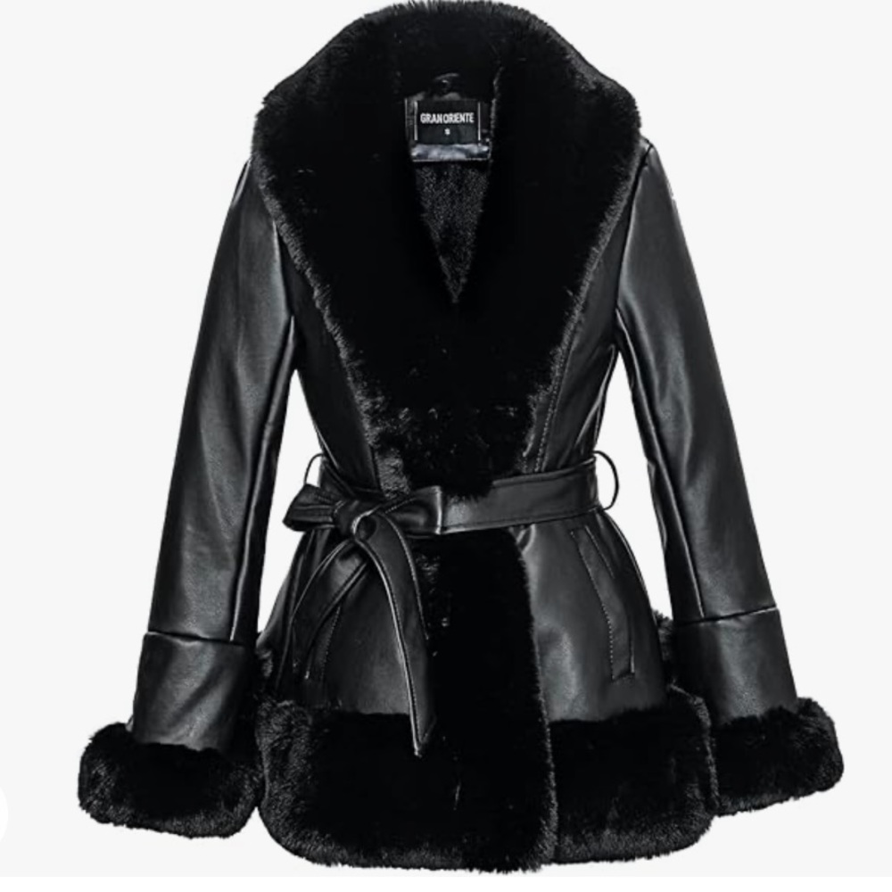 Leather Fur Lined Belted Jacket